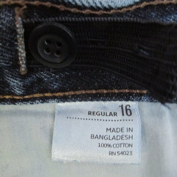 OLD NAVY BOYS  SZ 16 REG JEANS MED BLUE SLUB DENIM LOOSE FIT STR8T LEG ADJ WAIST - Picture 9 of 10